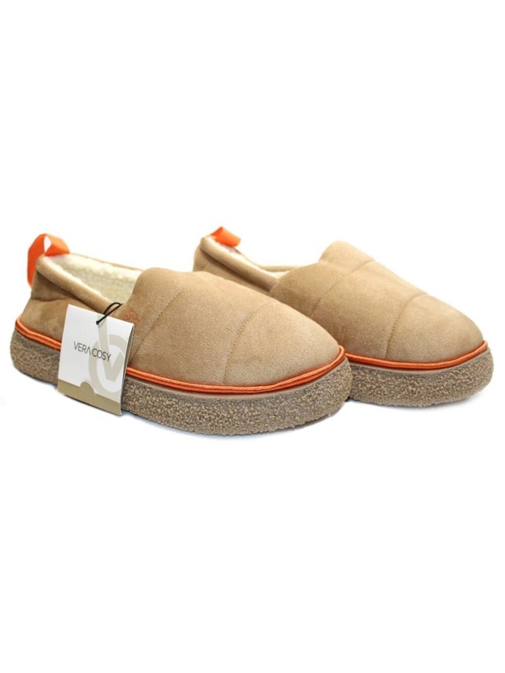 VeraCosy Women's Quilted Closed-back Slippers Warm Soft Comfy Tan Women 9-10